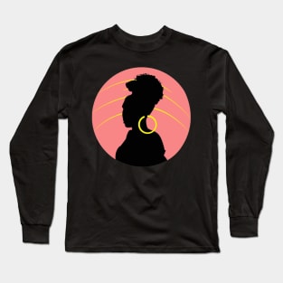 Big Curly Afro Natural Hair Black Woman Long Sleeve T-Shirt